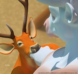 anthro antlers beastmilk bovid bovine cattle cervid cervine domination finger_fetish finger_in_mouth finger_play fingers horn male mammal submissive text url