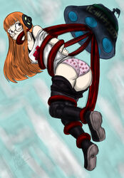 1girls arms_behind_back blush bondage boots bound bound_arms bound_legs dakuroihoshi drawing female female_focus female_only fenrilhuayra gag gagged glasses imminent_rape long_hair off_shoulder orange_hair panties pants_down persona persona_5 pink_panties restrained restrained_by_tentacles sakura_futaba suspended_via_tentacles tagme tentacle tentacle_around_waist tentacle_gag tentacles_around_arms tentacles_around_legs underwear undressing