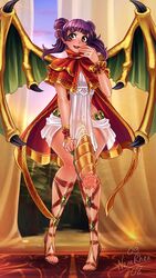 1futa big_penis clothing dragon_girl dragon_penis dragon_wings embarrassed fire_emblem fire_emblem:_the_sacred_stones full-package_futanari futa_only futanari high_heels looking_to_the_side monster_cock myrrh_(fire_emblem) nenerhea nintendo open_toe_shoes precum_drip purple_hair scaled_penis small_breasts solo