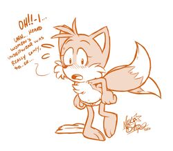 anthro bangs barefoot blush canine cute embarrassed female female_only fluffy fox furry furry_only genderswap girly half-dressed nekostar nervous panties rule_63 sega shy solo sonic_(series) tail tails tailsko text