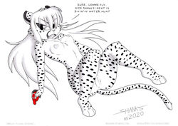 angry anthro anus breasts cheetah english_text felid feline female genitals humor mammal nude paws pinup pose pussy solo text tirashanks_(artist) toony vanilla_(character)