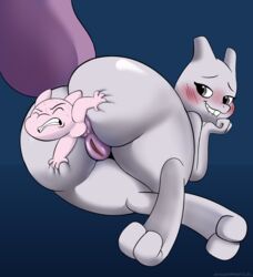 anal anal_sex anal_vore anthro anus ass big_butt bite biting_lip biting_own_lip blush duo feet female genitals hi_res legendary_pokémon male mew mewtwo nintendo penetration plump_labia pokemon pokemon_(species) pokemon_rgby puffy_anus pussy self_bite smushpretzel straight thick_thighs video_games vore wide_hips