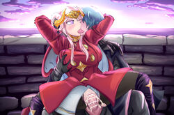 1boy 1girls alternate_breast_size bar_censor big_breasts blue_hair breast_grab breasts byleth_(fire_emblem) byleth_(fire_emblem)_(male) censored clothed_female_clothed_male clothed_sex couple creampie cum cum_in_pussy cum_inside cutout edelgard_von_hresvelg female fire_emblem fire_emblem:_three_houses french_kiss gloves grimmelkin huge_breasts kissing large_breasts leggings love married_couple nintendo pantyhose post-timeskip purple_eyes pussy pussy_cutout sex spread_legs straight tongue tongue_kiss tongue_out torn_clothes torn_pantyhose vaginal_penetration vaginal_sex white_hair wholesome