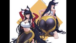 2020 ahri ass big_ass big_breasts black_hair breasts drogod_(artist) feet female fox_ears huge_ass huge_breasts large_ass league_of_legends leggings long_hair riot_games source_request thick_thighs thong wide_hips yellow_eyes