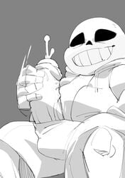 1boy 2020 animated_skeleton anterior_nasal_aperture bodily_fluids bone bottomwear bulge clothing cum cumshot ejaculation genital_fluids genitals glans grey_background grin hi_res holding_penis hoodie humanoid humanoid_genitalia humanoid_penis male male_only masshiro masturbation monochrome motion_lines orgasm partially_retracted_foreskin penile penile_masturbation penis sans shorts simple_background sitting skeleton smile solo teeth topwear uncut undead undertale vein veiny_penis video_games