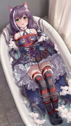 animal_ears bathtub bondage cat_ears cat_tail catgirl diving haneru helpless karyl_(princess_connect!) nekomimi princess_connect! princess_connect!_re:dive pussy shibari small_breasts worried_look