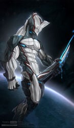 1boy abs android balls big_penis blade bodily_fluids cum cumshot ejaculation excalibur_(warframe) genital_fluids genitals hi_res humanoid humanoid_genitalia humanoid_penis machine male male_only masturbation muscular muscular_humanoid muscular_male nipples orgasm pecs penis robot solo todex video_games warframe weapon weaponized_penis