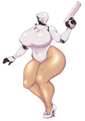 1girls 5_fingers ass bare_legs belly belly_button big_ass big_breasts big_butt big_thighs breasts breasts_bigger_than_head busty butt clothed clothed_female clothes clothing curvy cyborg dark-skinned_female dark_skin erect_nipples eyeless faceless faceless_female fatfoxlower female female_only ffuffle footwear full_body gun haydee haydee_(game) high_heels hips holding holding_weapon hourglass_figure huge_ass huge_breasts huge_butt huge_hips huge_thighs humanoid large_ass large_breasts large_butt machine mouthless navel nipple_bulge no_eyes no_face no_mouth no_nose noseless pistol ranged_weapon robot shoes simple_background solo solo_female standing thick thick_ass thick_thighs thighs video_games voluptuous weapon white_background white_high_heels white_leotard wide_hips