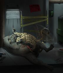 alley anthro awarebear bite blood bodily_fluids duo felid forced genitals gore hi_res hunting imminent_vore jaguar killing male male/male mammal masturbation muscular neck_bite on_ground pantherine penis pinned predator/prey rape scratching slightly_chubby tapir vore