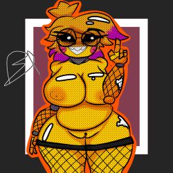 1girls animatronic animatronic_female big_breasts big_hips five_nights_at_freddy's robot showbiz_toy_chica socks toy_chica_(fnaf) yellow_skin