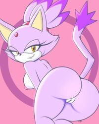 1girls ass ass_focus bedroom_eyes big_ass big_butt blaze_the_cat breasts butt_focus cat cat_ears cat_tail fat_ass feline female hair_up hairband looking_at_viewer naughty_face naughty_smile nipples no_humans nude nude_female pussy royalty seductive seductive_eyes seductive_look seductive_smile sega smile smiling_at_viewer solo solo_female sonic_(series) sonic_the_hedgehog_(series) sultry_eyes tagme tail teenagebratwurst updo wide_hips