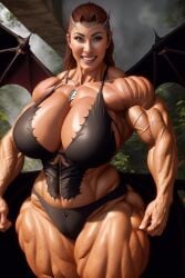 abs ai_generated biceps big_breasts bigger_female huge_breasts hyper_breasts hyper_muscles megan_fox mortal_kombat muscle_mommy muscles muscular_female nitara overflowing_breasts photorealistic promptchan thick_thighs vampire