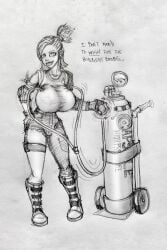 air_inflation airtank breast_expansion bulma_briefs dialogue dragon_ball female greyscale inflation monochrome pencil_(artwork) rockyg self_inflation solo solo_female tagme top_heavy