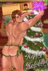 1boy alex_(stardew_valley) ass christmas christmas_tree gay jockstrap looking_back male_only muscular muscular_male solo solo_male stardew_valley tagme tagme_(artist)