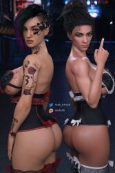 2girls 3d afro-native ass athletic athletic_female big_ass big_breasts bottom_heavy breasts brown-skinned_female brown_body brown_skin bust busty cd_projekt_red chest cleavage curvaceous curvy curvy_figure cyberpunk cyberpunk_(series) cyberpunk_2077 dark-skinned_female dark_skin dat_ass digital_media_(artwork) eyebrows eyelashes eyes female female_focus fit fit_female hair hips hourglass_figure huge_ass huge_breasts human judy_alvarez large_ass large_breasts legs light-skinned_female light_brown_body light_brown_skin light_skin lips lower_body mature mature_female panam_palmer slim slim_thick slim_waist tb25 thick thick_hips thick_legs thick_thighs thighs top_heavy top_heavy_breasts upper_body voluptuous voluptuous_female waist wide_hips