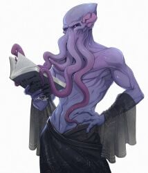 alien baldur's_gate baldur's_gate_3 dungeons_and_dragons forgotten_realms gay illithid male male_only mind_flayer mindflayer monster reading simple_background solo tentacle the_emperor_(baldur's_gate) yaoi