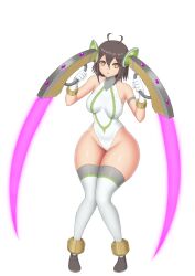 almost_naked almost_nude brown_eyes brown_hair bubble_ass bubble_butt eden_crest eyebrows_visible_through_hair gloves hair_ornament kainkout mantis short_hair small_breasts weapon