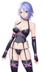 alternate_costume aqua_(kingdom_hearts) bdsm_collar bondage_outfit cameltoe collar female female_only fingerless_gloves fully_clothed jurrig kingdom_hearts latex latex_gloves latex_panties latex_thighhighs latex_underwear opera_gloves revealing_clothes shiny_clothes skindentation stockings thighhighs zipper zipper_panties