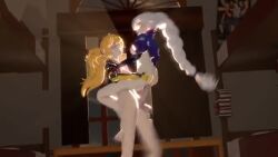 1futa 1girls 3d animated blonde_hair burstingseas carrying carrying_partner clothing female futa_on_female futanari human intersex no_sound pale_skin rwby tagme video weiss_schnee white_hair yang_xiao_long