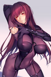 bodysuit cum erect_nipples fate/grand_order fate_(series) lun7732 scathach_(fate)