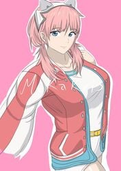 ai:_the_somnium_files cat_ear_headphones image_set iris_sagan jacket looking_at_viewer mekakris pink_hair