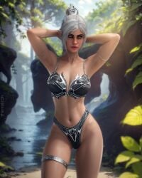 1female 1girls 3d 3d_(artwork) alternate_version_available arms_behind_head arms_up artist_name baldur's_gate baldur's_gate_3 bikini bikini_bottom bikini_top black_eyebrows blender blender_(software) bra breasts eye_contact eyebrows female female_focus female_only green_eyes hair hair_ornament hips labia labia_majora large_breasts legs lips long_hair looking_at_viewer looking_pleasured nature nature_background navel outdoors outside panties pointy_ears pussy pussy_juice scar scar_on_face shadowheart solo solo_female solo_focus standing therealzoh thick_thighs thighs tied_hair uncensored vagina water wet wet_body wet_pussy wet_skin white_hair wide_hips zoh