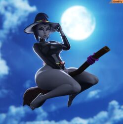 1girls 3d 3d_(artwork) barefoot belt big_ass big_breasts bottom_heavy breasts broom_riding broomstick clothed clothing clouds curvaceous curvy curvy_figure dc dc_comics demon demon_girl digital_drawing_(artwork) digital_media_(artwork) eyebrows eyelashes feet female female_focus flying full_body full_moon grey_body grey_skin hair half_demon hat hero heroine hips hourglass_figure large_ass large_breasts legs leotard light-skinned_female light_skin lips moon night perfect_legs purple_eyes raven_(dc) sky smitty34 solo teen_titans waist wide_hips witch_hat