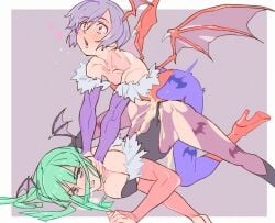 1futa 1girls 2demons all_fours ambiguous_penetration animal_print annoyed bat_print big_breasts black_leotard blush breasts bridal_gauntlets clothed clothed_sex clothing commentary_request cum cum_inside cum_overflow darkstalkers demon_girl duo ejaculation face_down_ass_up female femsub fucked_silly futa_on_female futa_with_female futa_yuri_ryona futadom futanari green_eyes green_hair head_wings heels high_heels highres human implied_futanari incest large_breasts leotard light-skinned_female light-skinned_futanari light_skin lilith_aensland low_wings morrigan_aensland mostly_clothed pantyhose purple_hair purple_pantyhose red_eyes red_leotard rolling_eyes saliva sex sex_from_behind sisters small_breasts spread_legs strangling succubi succubus wings