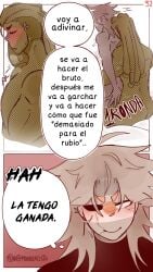 2boys argentina_(countryhumans) big_penis brazil_(countryhumans) comic comic_page comic_panel countryhumans couple dick gay kinky_naty male married_couple page_32 piercing reverse_cowgirl_position spanish_text