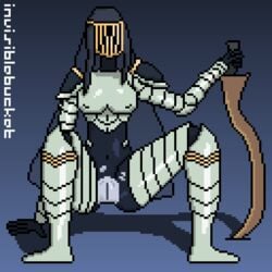 breasts dancer_of_the_boreal_valley dark_souls dark_souls_3 female female_solo invisiblebucket pixel_art presenting pussy solo torn_clothes