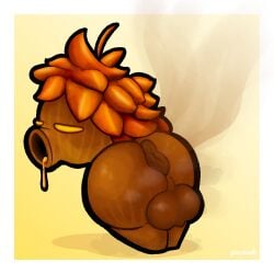 1:1 anthro anus artist_name ass balls big_anus big_balls big_butt bodily_fluids border deku_(tloz) deku_scrub digital_media_(artwork) drooling elemental_creature flora_fauna genitals gradient_background hi_res huge_balls leaf leaf_hair male musk musk_cloud musky_butt narrowed_eyes nintendo pincoosh plant plant_hair pseudo_hair puffy_anus saliva shortstack shortstack_male simple_background smelly smelly_butt solo stink_fumes text the_legend_of_zelda white_border