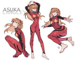 asuka_langley_sohryu barefoot feet long_hair lying_down neon_genesis_evangelion neopn_genesis_evangelion netapai plugsuit red_hair slim slim_waist thighs tight_clothing