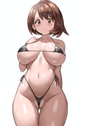 1girls ai_generated bikini breasts brown_eyes brown_hair celia_1127 female game_freak gloria_(pokemon) hi_res huge_breasts light-skinned_female light_skin nintendo pokemon pokemon_ss short_hair stable_diffusion thick_thighs wide_hips