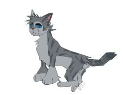 ashfur_(warriors) balls blue_sclera domestic_cat felid feline felis feral fur genitals grey_body grey_fur male mammal solflatter solo warriors_(cats)