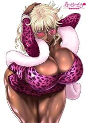 1girls amazon anime-tamae!_tensei_no_miko aviator_sunglasses big_ass big_breasts big_butt big_lips bimbo bimbo_lips bimbofication bimbofied blonde_hair bracelet choker dark-skinned_female dark_skin fingernails gyaru huge_ass huge_breasts leopard_print looking_at_viewer muscular muscular_female muscular_thighs naughty_face original pink-tinted_eyewear president president_gaster rebis seductive seductive_look sunglasses thick_thighs tinted_eyewear yokai