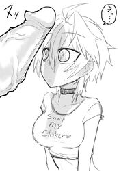 big_penis choker choker_snapping fuck-me_shirt imminent_fellatio imminent_oral kurakumo_nue penis_awe penis_in_face v_flower vocaloid_4