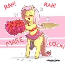 1:1 2020 animal_genitalia animal_penis balls blush bodily_fluids bottomwear cheerleader closed_eyes clothing cold-blooded-twilight cutie_mark digital_media_(artwork) english_text equid equine equine_penis eyebrows fluttershy_(mlp) friendship_is_magic futanari futashy genitals hasbro hi_res intersex mammal medial_ring my_little_pony navel open_mouth pegasus penis pom_poms rule_63 semi-anthro skirt solo straight_hair sweat text wings