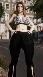 1futa 3d aerith_gainsborough bulge bulge_down_leg circumcised circumcision_scar final_fantasy final_fantasy_vii final_fantasy_vii_remake fully_clothed futa_only futanari guakghad hands_on_hips huge_cock leggings public solo square_enix