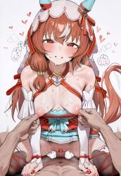 1boy ai_generated breasts_out cowgirl cowgirl_position female grabbing_nipples juicy_pussy looking_at_viewer nipples penis penis_in_pussy pov sex still_in_love_(umamusume) sweating umamusume umamusume_pretty_derby