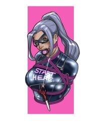 1girls 2022 ball_gag ball_gag_with_heart ball_gagged black_cat_(insomniac) black_cat_(marvel) bodysuit bondage felicia_hardy female female_only frelncer fully_clothed gag gagged gagged_female gagging insomniac_games marvel marvel_comics mask masked_female ponytail rope_bondage solo spider-man_(ps4) spider-man_(series) spider-man_2_(ps5) white_hair white_hair_female