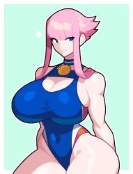 1girls adnyc aliasing azure_eyes baby_blue big_breasts black_outline blue_background blue_eyes busty capcom cel_shading cel_shading_(retro) child_bearing_hips clothed curves curvy female female_only flat_colors french french_female hips huge_breasts jaggy_lines large_breasts light-skinned_female light_skin manon_legrand medal non-euclidean_border outline pale-skinned_female pale_skin pink_hair png short_hair sidelocks street_fighter street_fighter_6 stylized swimsuit thick thick_thighs thighs white_outline wide_hips