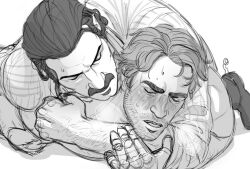 2boys arthur_morgan beard_stubble boots clothed dutch_van_der_linde facial_hair gay gay_sex hate_sex human male male/male male_only manly mature_male monochrome mustache red_dead_redemption red_dead_redemption_(series) red_dead_redemption_2 rough_sex sketch soul_patch spurs thefleethall