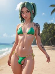 1futa ai_generated ball_bulge balls balls_in_panties balls_under_clothes beach bikini breasts bulge coral_island dickgirl embarrassed flaccid futa_only futanari intersex makychan panties panty_bulge partially_clothed penis penis_bulge penis_in_panties penis_under_clothes small_breasts small_clothes small_panties swimsuit yuri_(coral_island)