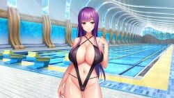 bikini huge_breasts megumi_hoshitoki milk_factory motto!_haramase!_honoo_no_oppai_chou_ero_appli_gakuen! pool tagme