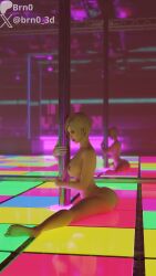 3d 3d_(artwork) ada_wong asian asian_female barefoot big_breasts black_lipstick blender blonde_female blonde_hair brn0 dance_floor flexible flexible_female lipstick looking_at_viewer nightclub nude nude_female painted_toenails peace_sign pole pole_dancing resident_evil resident_evil_4_remake seductive seductive_look seductive_pose seductive_smile self_upload short_hair soles split splits tagme watermark white_clothing