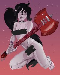 1girls adventure_time armapurk7 censored female female_only grey-skinned_female grey_skin guitar guitar_axe marceline marceline_abadeer nude self_upload tagme vampire