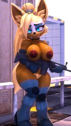 3d_(artwork) 4k 9:16 absurd_res assault_rifle big_breasts boots brandi breasts canid canine canis clothing digital_media_(artwork) footwear gun hair hi_res idw_publishing knee_pads legwear looking_at_viewer mammal nipples nude pubes ranged_weapon rifle scar-h sega sonic_(series) sonic_the_hedgehog_(comics) sonic_the_hedgehog_(idw) sonic_the_hedgehog_(series) source_filmmaker thigh_highs weapon whisper_the_wolf widescreen wolf