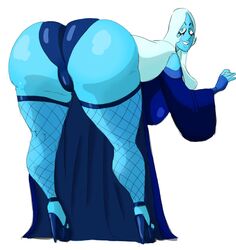 1girls ass ass_focus bent_over big_ass big_breasts blue_diamond_(steven_universe) blue_eyes blue_skin bottom_heavy colored eye_contact fat_ass female female_only fishnet_legwear fishnet_stockings fishnets from_behind gem_(species) giant guillion_(toshkarts) high_heels huge_ass huge_breasts large_breasts long_hair looking_at_viewer looking_back massive_ass senrurka smirking solo solo_female steven_universe thick_ass thick_thighs thighhighs white_background white_hair