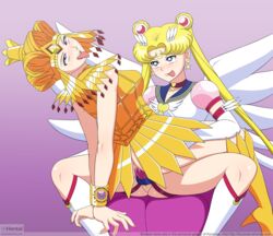 2girls ahe_gao ahegao anal_penetration armor ass bishoujo_senshi_sailor_moon blonde_hair boots breasts clothed clothed_sex clothing cowgirl_position eternal_sailor_moon female female_only gloves kyozuke multiple_girls pale-skinned_female pale_skin sailor_galaxia sailor_moon sailor_senshi sailor_senshi_uniform serafuku shadow_galactica sitting sitting_on_lap sitting_on_person small_breasts strap-on strapon tongue tongue_out uniform usagi_tsukino villainess whentai yuri