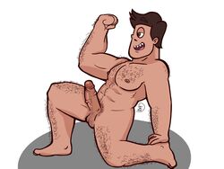 1boy 1male body_hair brown_eyes brown_hair dilf erection facial_hair flexing jaybribroo male male_only muscles nipples penis proud_of_his_cock rafael_diaz solo solo_male star_vs_the_forces_of_evil white_background